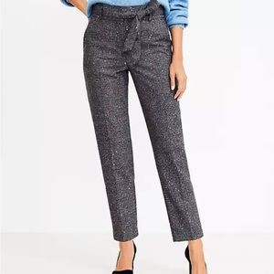 Loft Petite Tie Waist Taper Pants in Sequin Houndstooth